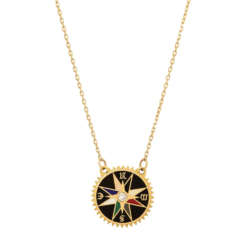 gold-plated chain necklace with charms Internal Compass Necklace