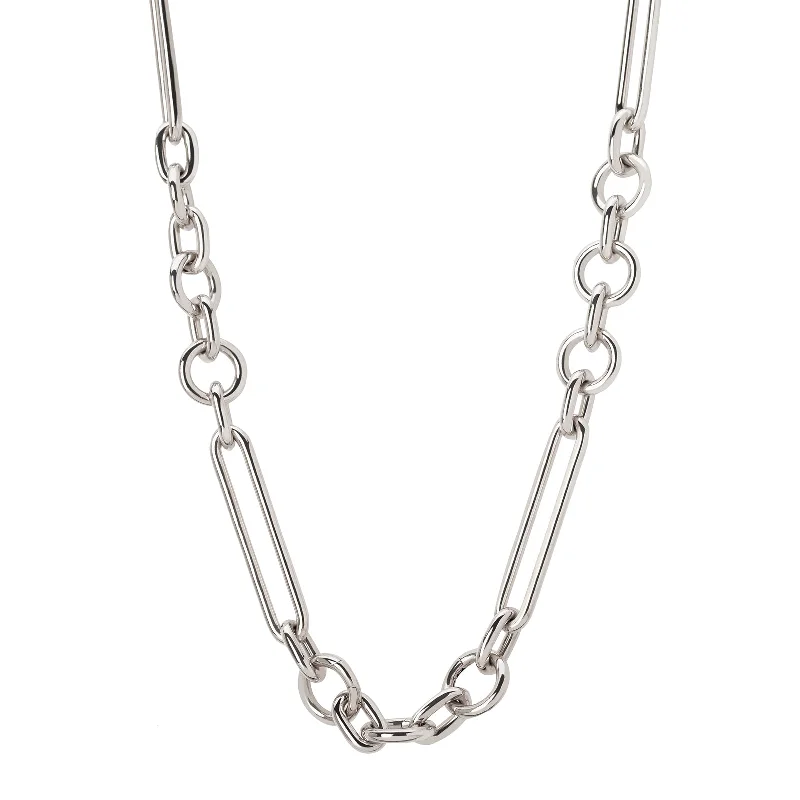 gemstone cluster earrings silver Mixed Oversized Clip Necklace - White Gold
