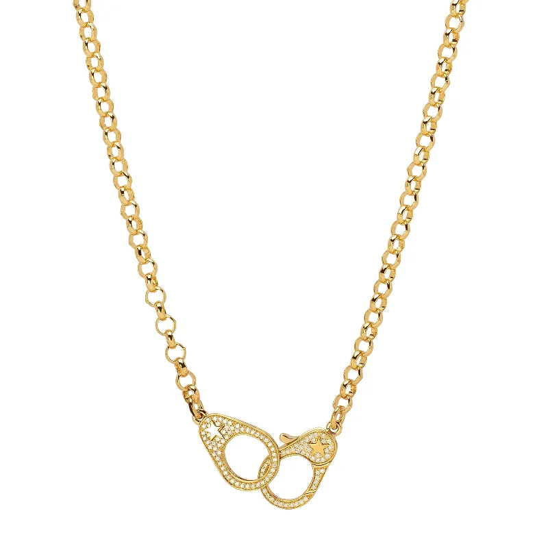 black stainless steel signet ring Sister Hook Medium Belcher Diamond Necklace - 16"