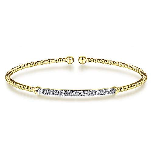 classic silver pearl earrings Gabriel & Co. 14K Yellow Gold Bujukan Split Cuff Bracelet with Diamond Pavé Bar