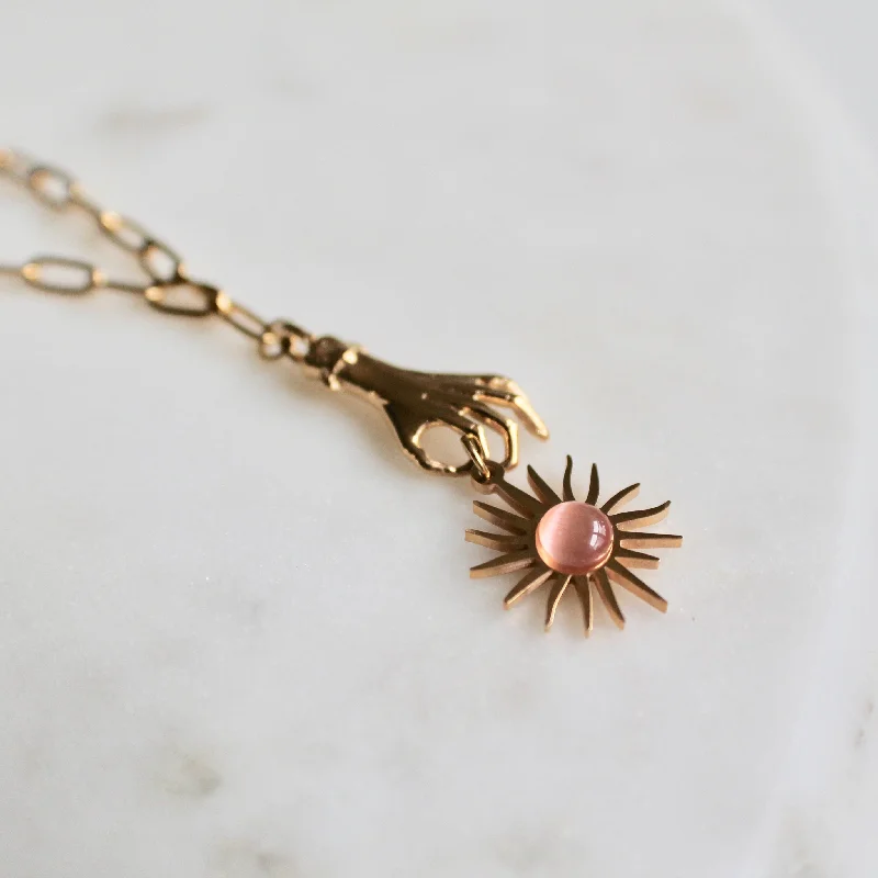 minimalist rose gold stacking rings Giving hand necklace