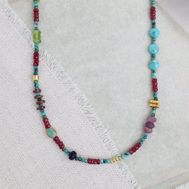 crystal-studded gold ring Ruby Circus Train Necklace