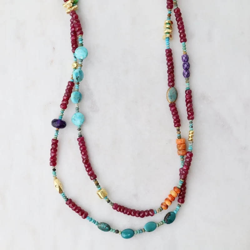 gold choker necklace simple 35 inch Ruby Circus Train  Necklace
