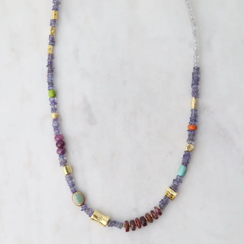 chunky statement cuff bracelet Tanzanite Square Great Barrier Reef Necklace