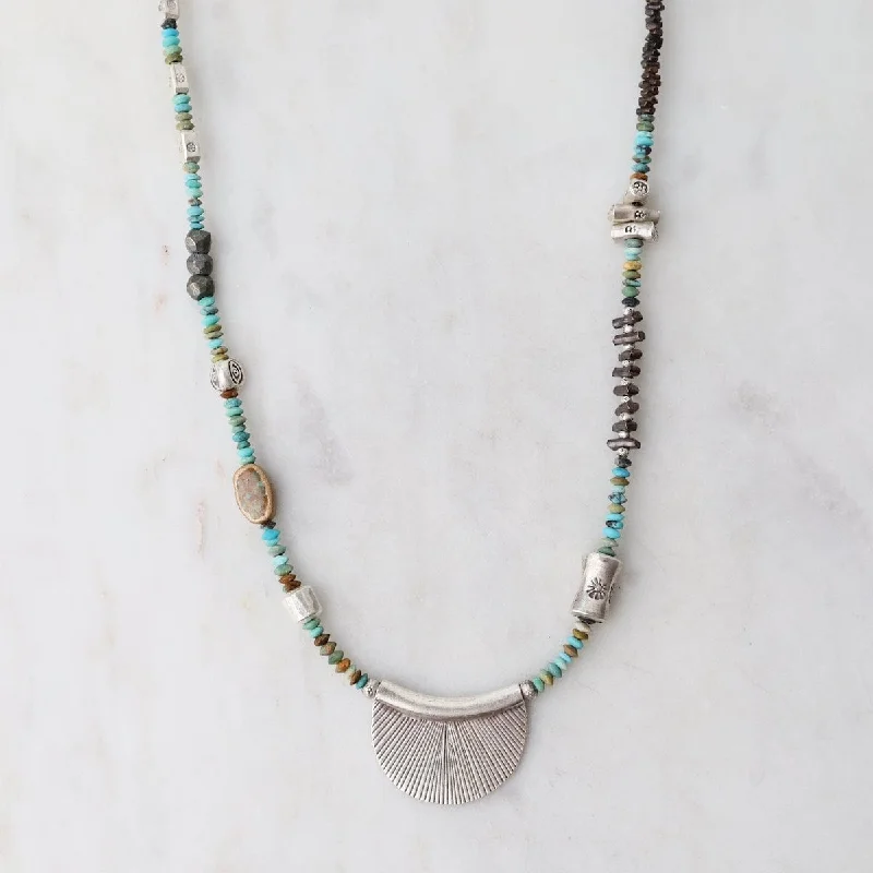 gold wedding band for men Industrial Turquoise Fan Necklace