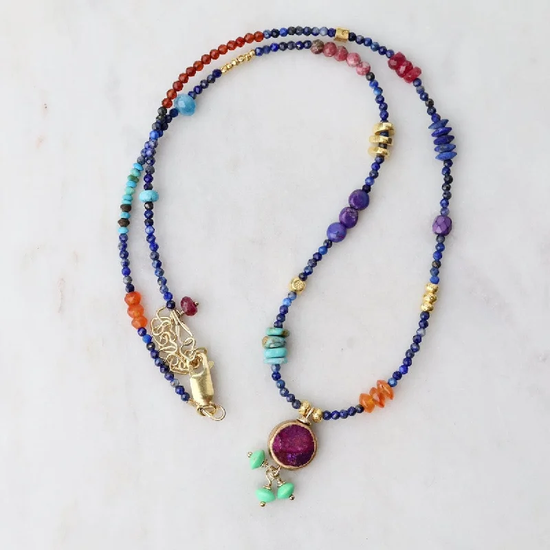 handcrafted turquoise necklace Lapis with Purple Turquoise Drop Necklace