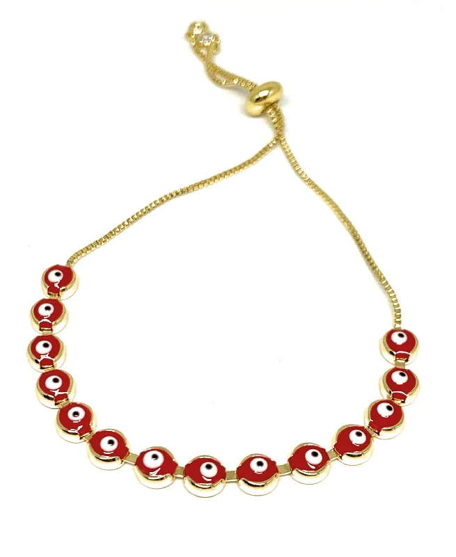 pearl stud earrings classic Gold Plated Evil Eye RED Bracelet 8-10 inch