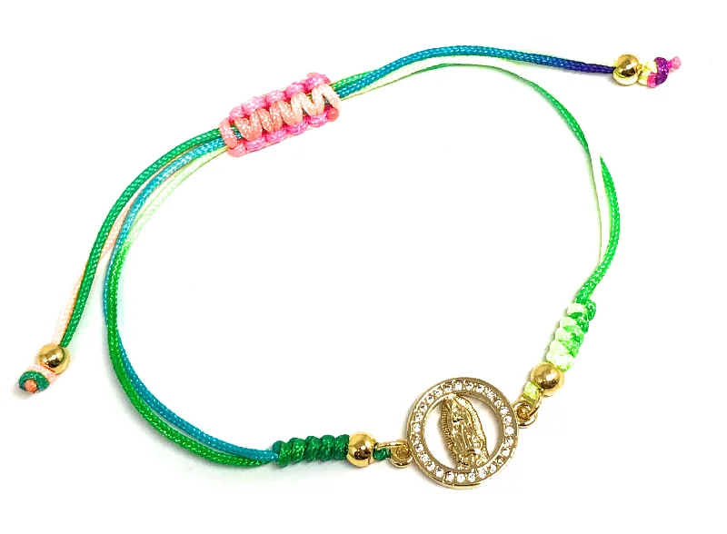 personalized name ring Gold Plated Colorful Virgin Mary Bracelet Virgen De Guadalupe Pulsera 8" Adjustable