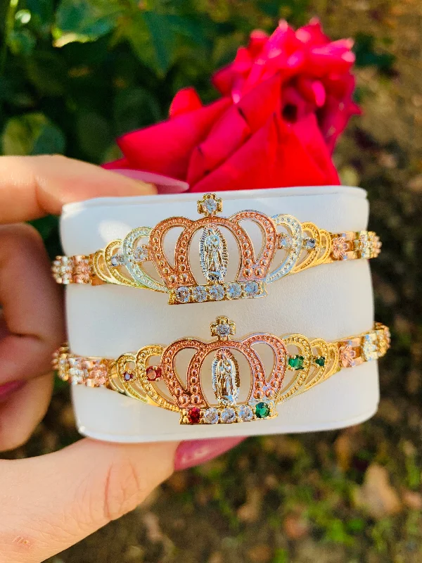 raw amethyst ring silver Gold Plated Tri-Color Virgin Mary Crown Bracelet Virgen De Guadalupe Pulsera Tres Colores Oro Laminado 8" raw amethyst ring silver Gold Plated Tri-Color Virgin Mary Crown Bracelet Virgen De Guadalupe Pulsera Tres Colores Oro Laminado 8"
