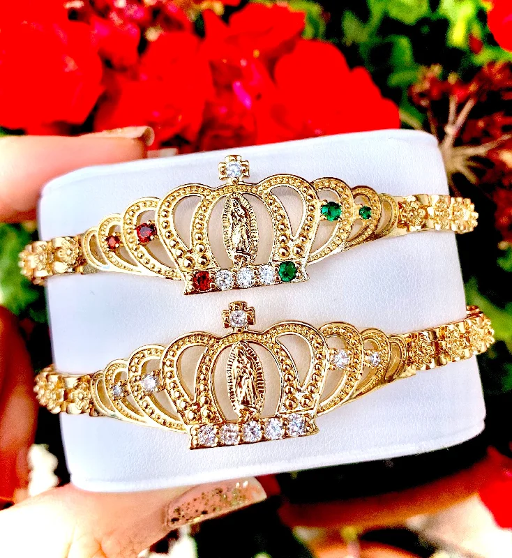 dainty heart charm necklace Gold Plated Virgin Mary Crown Bracelet Virgen De Guadalupe Pulsera 8" dainty heart charm necklace Gold Plated Virgin Mary Crown Bracelet Virgen De Guadalupe Pulsera 8"