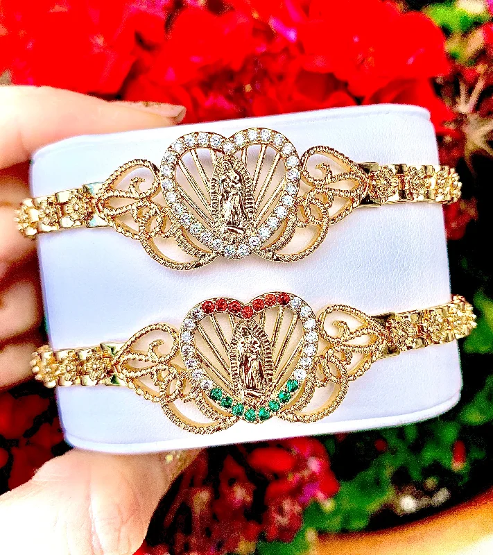 modern geometric drop earrings Gold Plated Virgin Mary Heart Bracelet Virgen De Guadalupe Pulsera 8" modern geometric drop earrings Gold Plated Virgin Mary Heart Bracelet Virgen De Guadalupe Pulsera 8"
