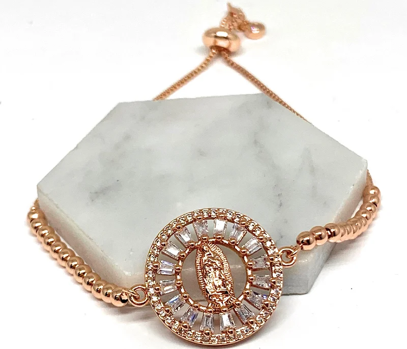 boho beaded statement necklace Gold Plated Virgin Mary Rose CZ Bracelet Virgen De Guadalupe Pulsera 8" Adjustable boho beaded statement necklace Gold Plated Virgin Mary Rose CZ Bracelet Virgen De Guadalupe Pulsera 8" Adjustable
