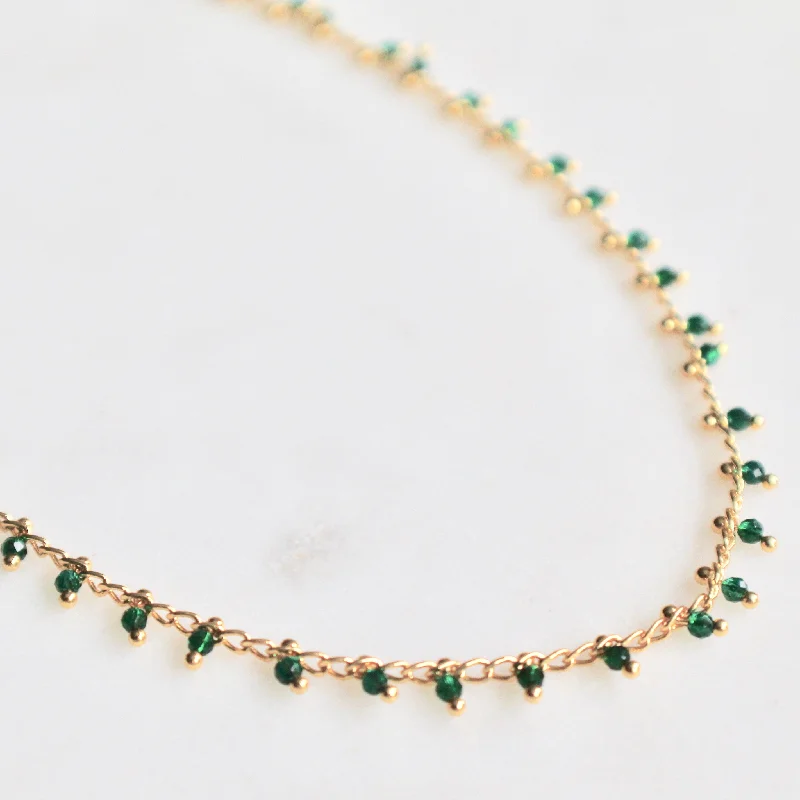 gemstone teardrop earrings Green beaded necklace