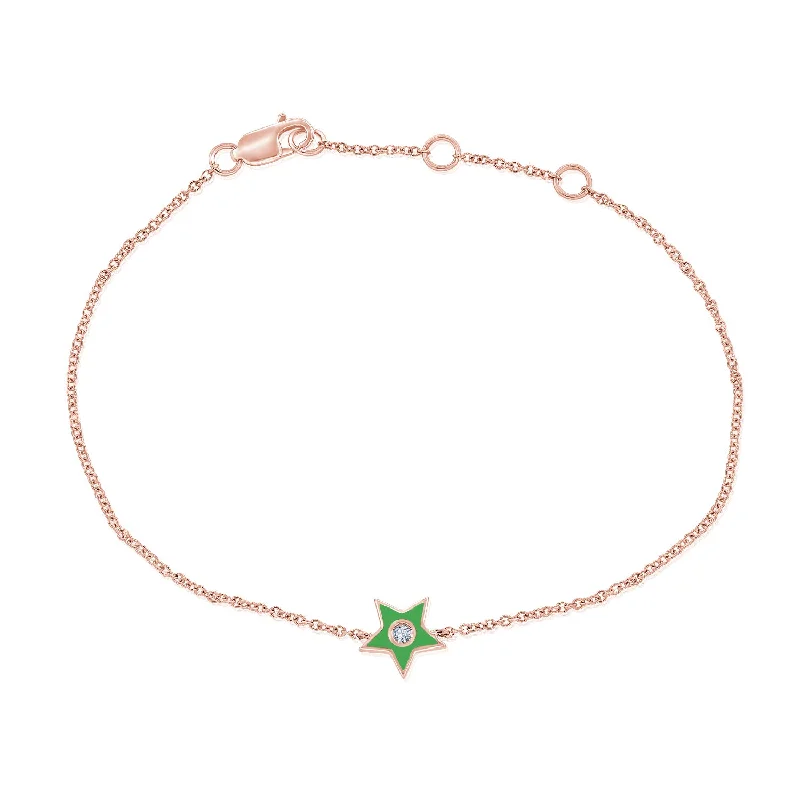 sapphire halo engagement ring Green Enamel & Diamond Star Bracelet made in 14Kt Gold