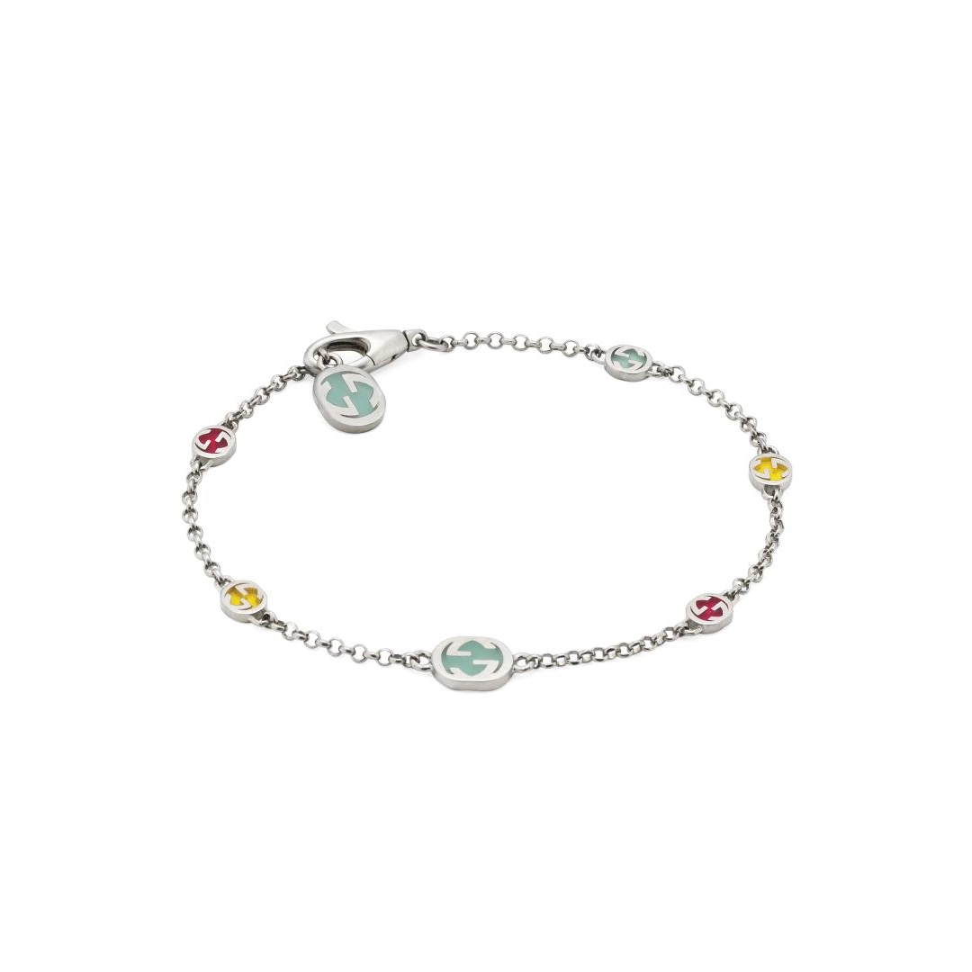 vintage lock and key necklace Gucci Sterling Silver Interlocking G Bracelet with Multi-Color Enamel vintage lock and key necklace Gucci Sterling Silver Interlocking G Bracelet with Multi-Color Enamel