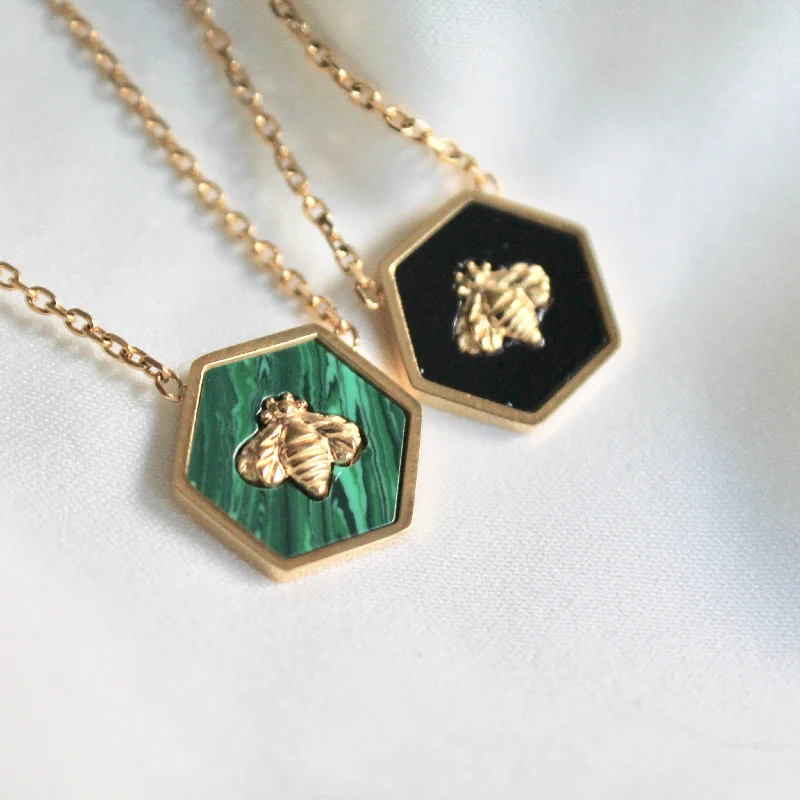 handcrafted filigree ring silver Hexagon bumble bee necklace