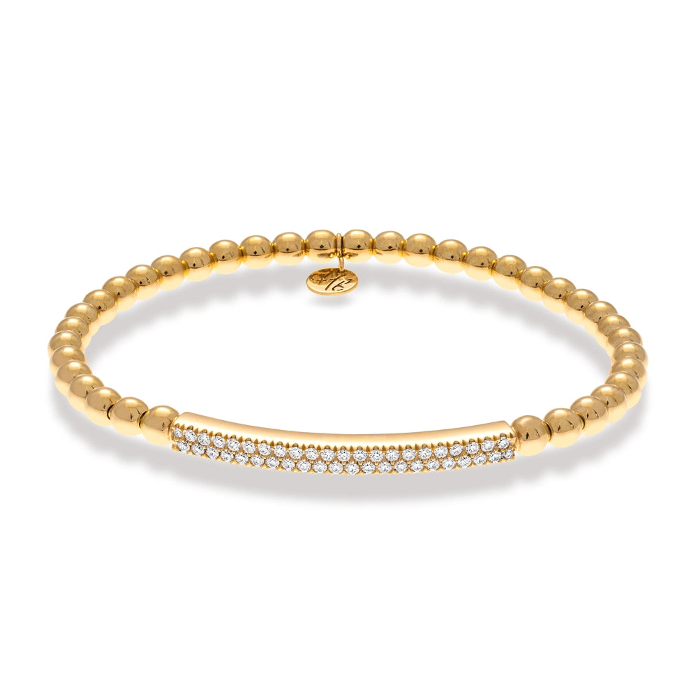 handcrafted gemstone drop earrings Hulchi Belluni 18K Yellow Gold Diamond Bar Tresore Stretch Bracelet