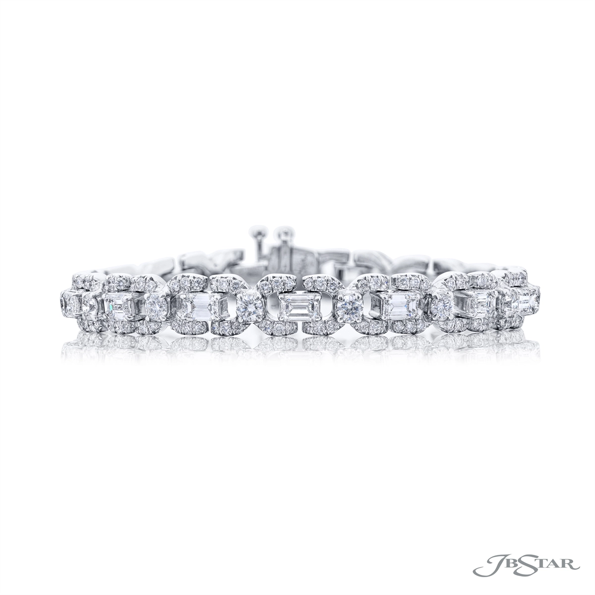 real opal engagement ring JB Star Platinum Emerald Cut and Round Diamond Chain Link Bracelet
