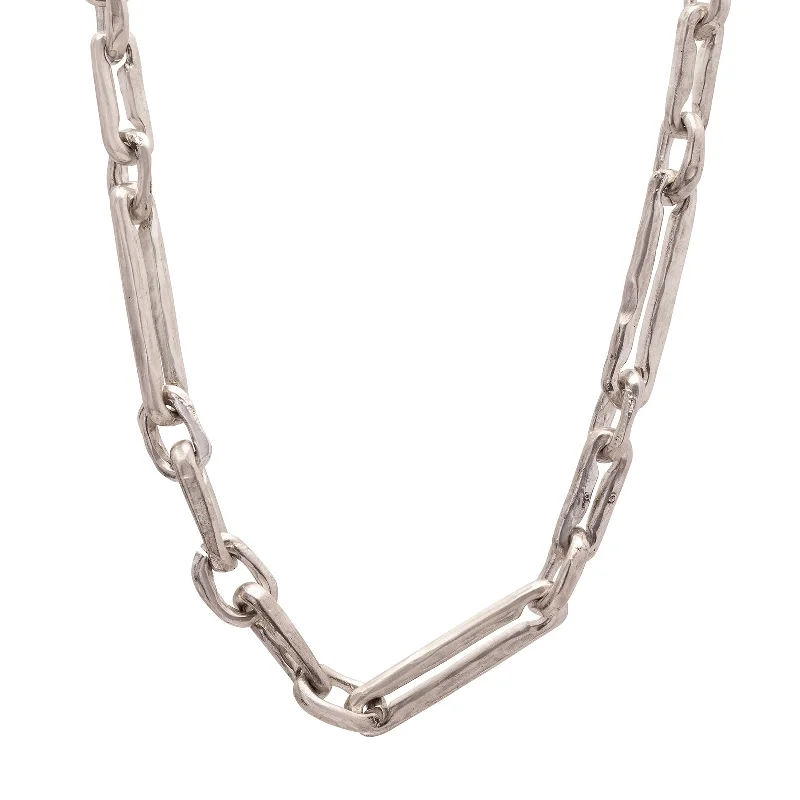 gold opal ring Alternating Link Chain - Silver
