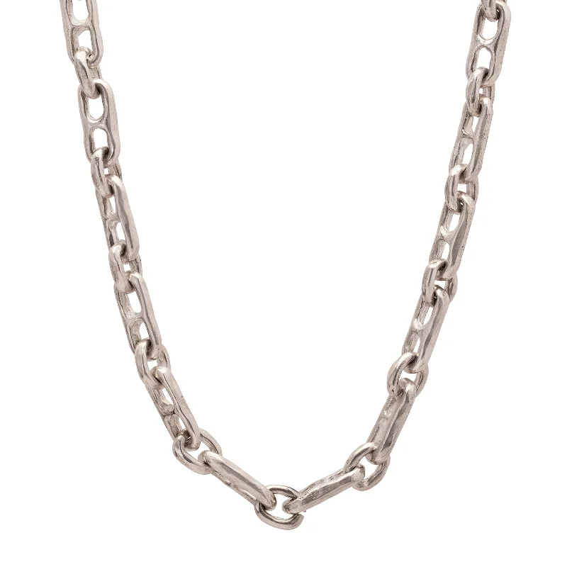 pearl and silver bracelet Double Link Chain - Silver