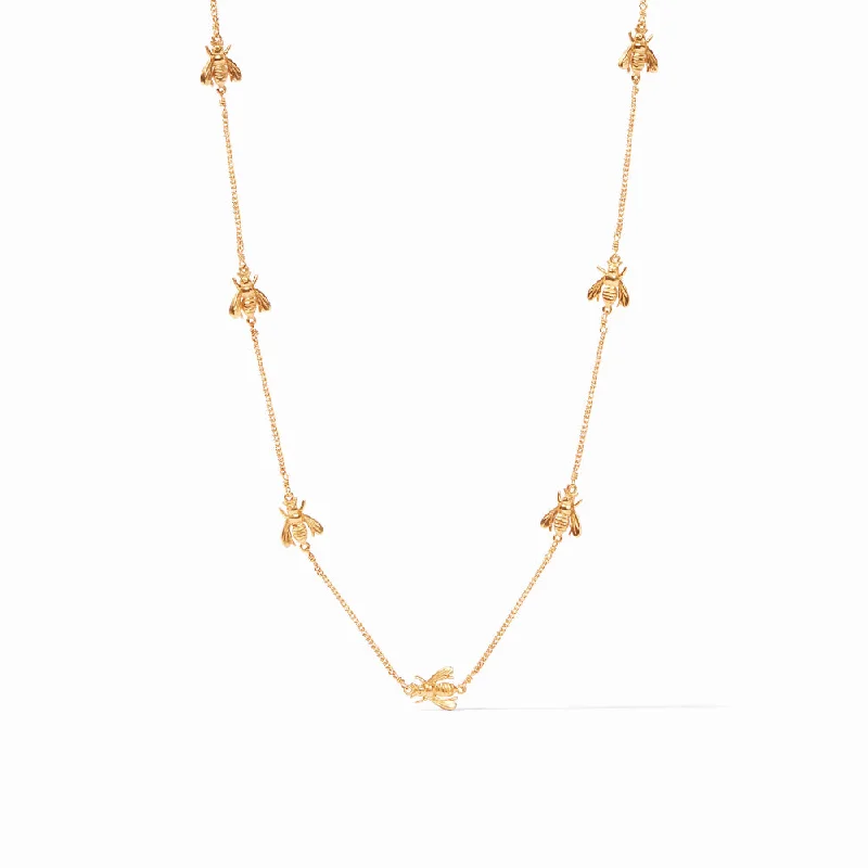 hammered gold disc necklace Julie Vos Bee Delicate Station Necklace