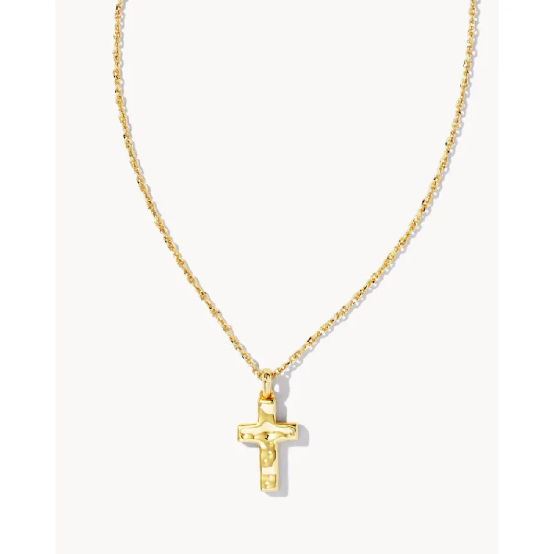 minimalist cubic zirconia earrings Kendra Scott Cross Pendant Necklace in Gold