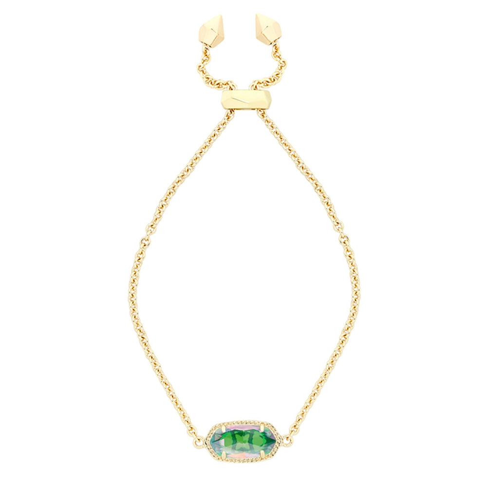 dainty gold chain ring Kendra Scott Elaina Bracelet in Gold with Dichroic Glass