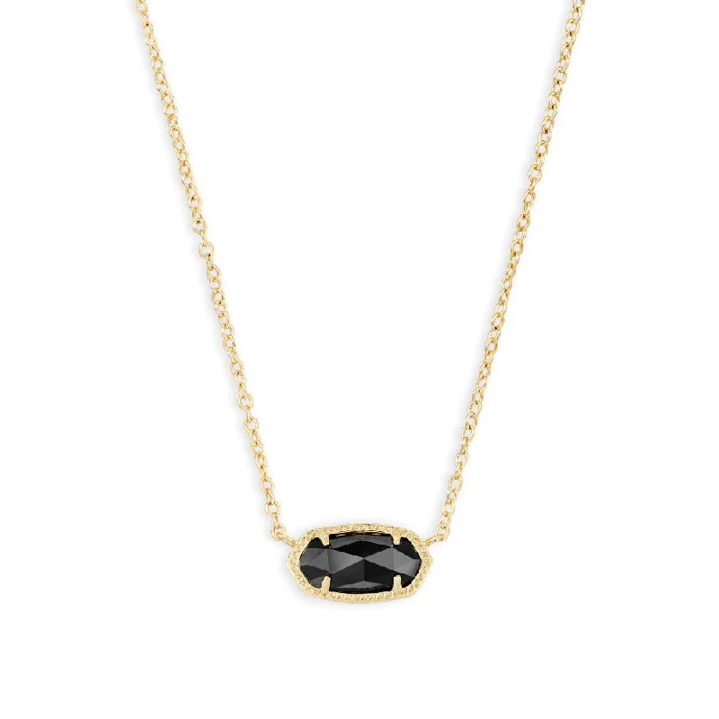 rose gold initial pendant necklace Kendra Scott Elisa Gold Pendant Necklace in Black Opaque Glass