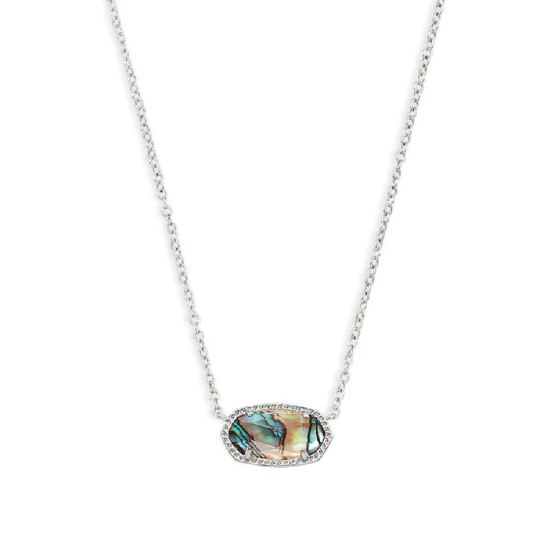 hammered silver pendant necklace Kendra Scott Elisa Pendant Necklace in Abalone Shell