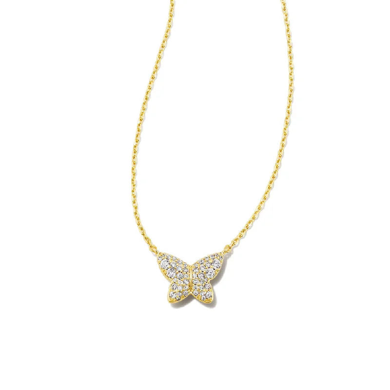 adjustable silver cuff bracelet Kendra Scott Lillia Butterfly Gold Pendant Necklace in Crystal