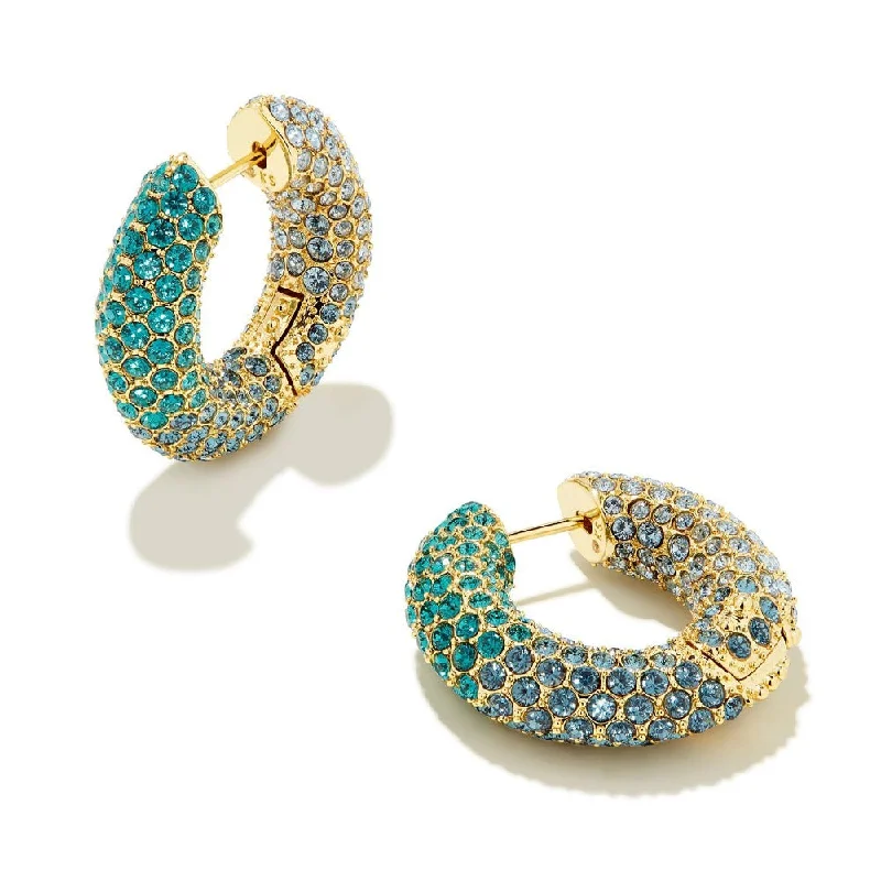 dainty gemstone drop earrings Kendra Scott Mikki Pave Hoop Earring Gold