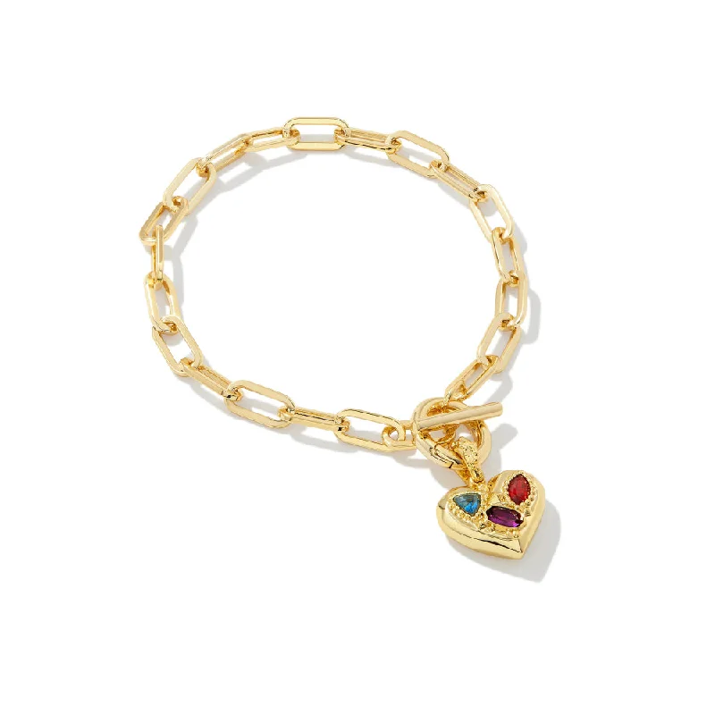 moissanite engagement ring affordable Kendra Scott Penny Heart Chain Bracelet-Gold