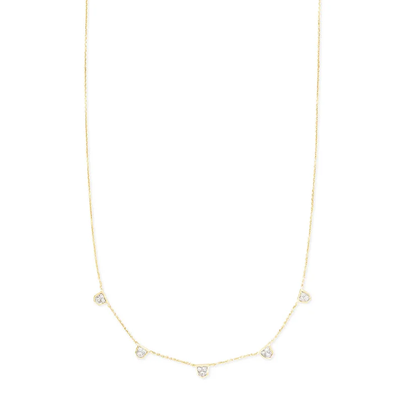 adjustable braided rope ring Kendra Scott Shannon 14k Gold Collar Necklace in White Diamond