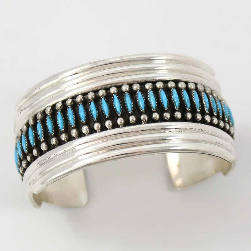 fine silver herringbone necklace Kingman Turquoise Cuff