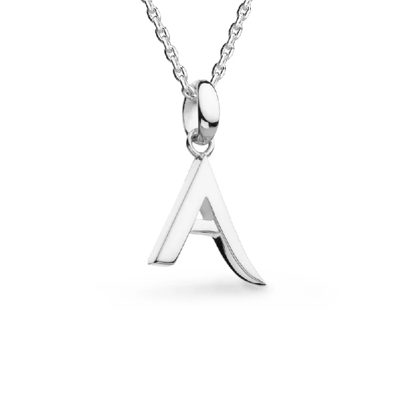 silver moon phase pendant Kit Heath Signature Script Capital Initial Necklace