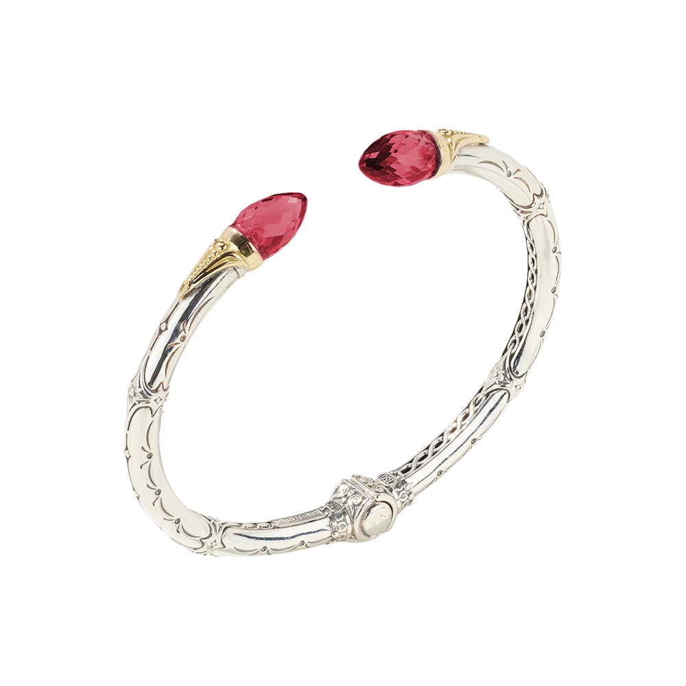 handmade raw stone engagement ring Konstantino Anthos Silver and 18K Gold Dagger Hinge Bracelet with Corundum handmade raw stone engagement ring Konstantino Anthos Silver and 18K Gold Dagger Hinge Bracelet with Corundum