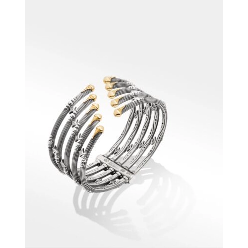 infinity heart necklace personalized Konstantino Delos Silver and 18K Gold Oars Wide 5-Row Cuff Hinge Bracelet