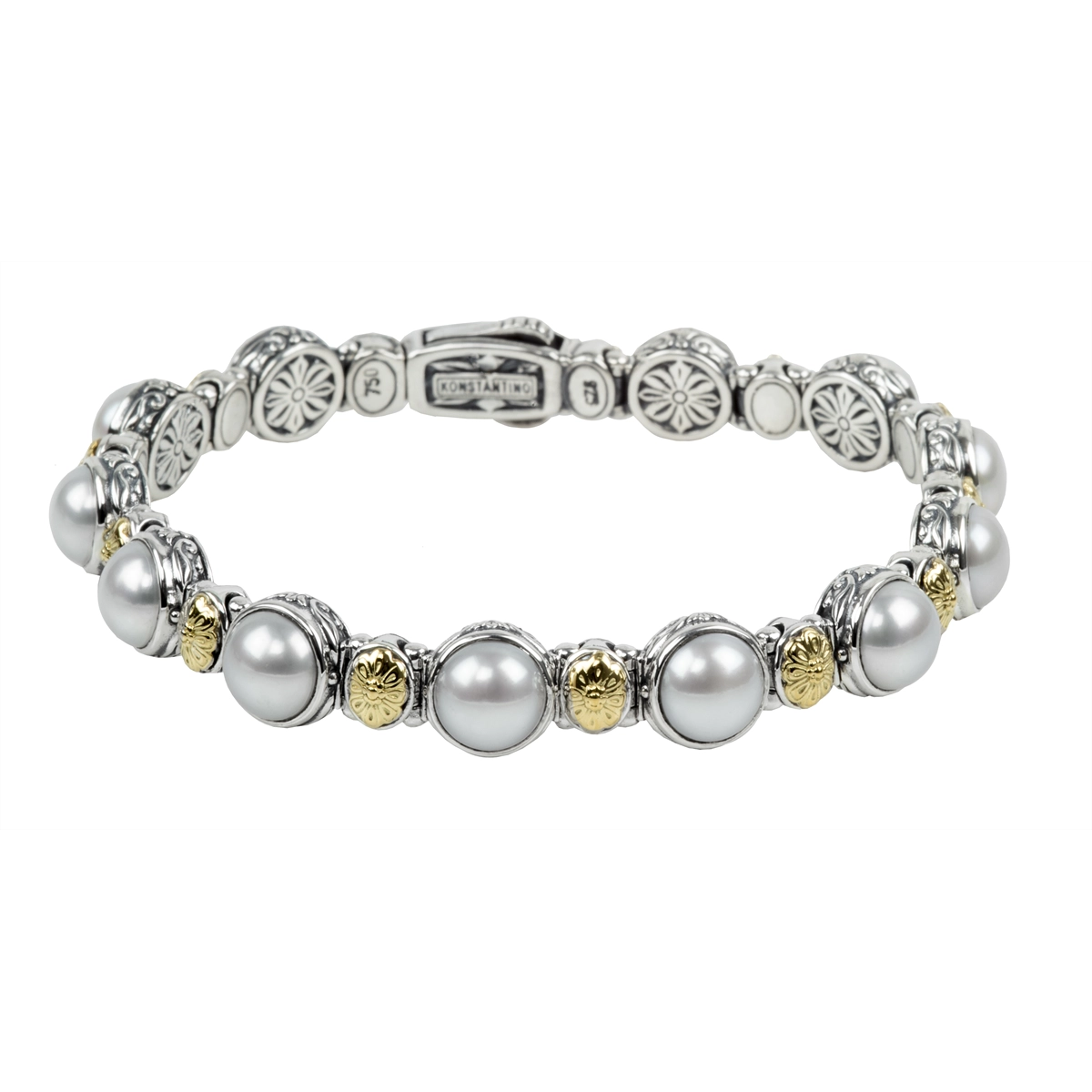 custom nameplate bracelet silver Konstantino Hestia Silver and 18K Gold Pearl Bracelet custom nameplate bracelet silver Konstantino Hestia Silver and 18K Gold Pearl Bracelet