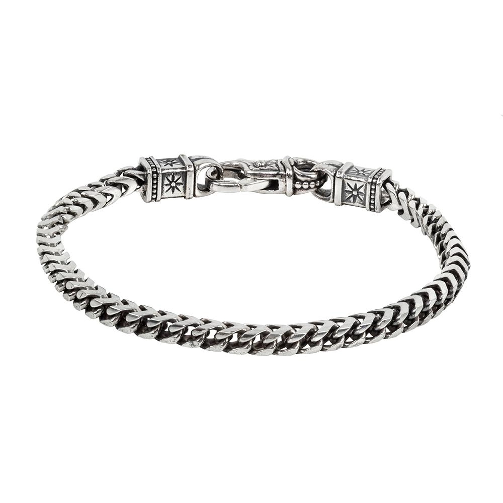 men’s leather and silver bracelet Konstantino Mens Perseus Silver Chain Bracelet