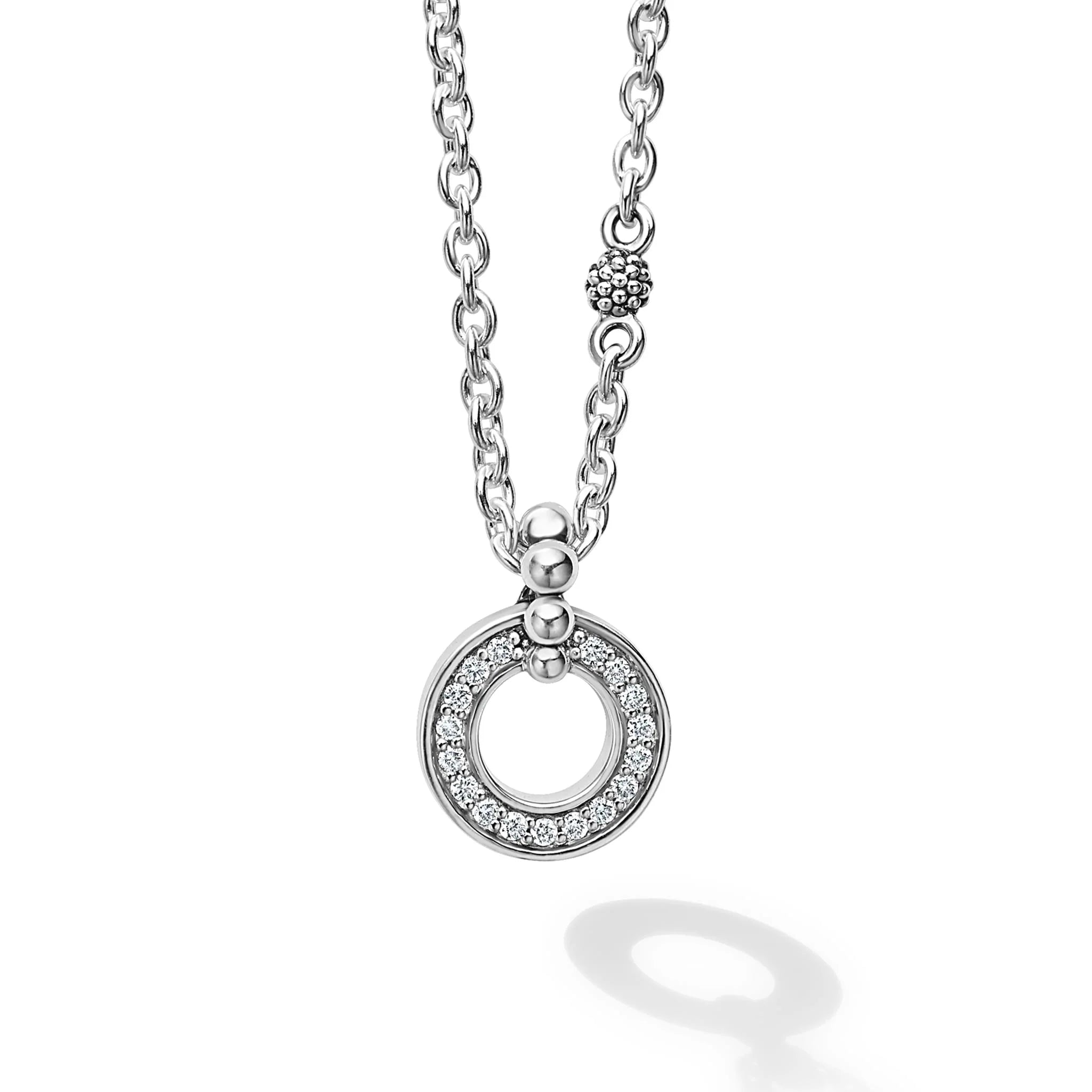dainty heart charm necklace Lagos Caviar Spark Diamond Circle Pendant Necklace