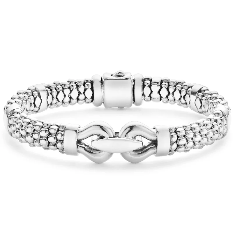 unique diamond eternity band Lagos Derby Silver Caviar Buckle Bracelet, 9mm