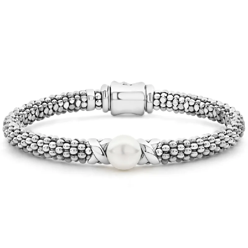 rose gold cartilage barbell Lagos Luna Pearl Bracelet 7"