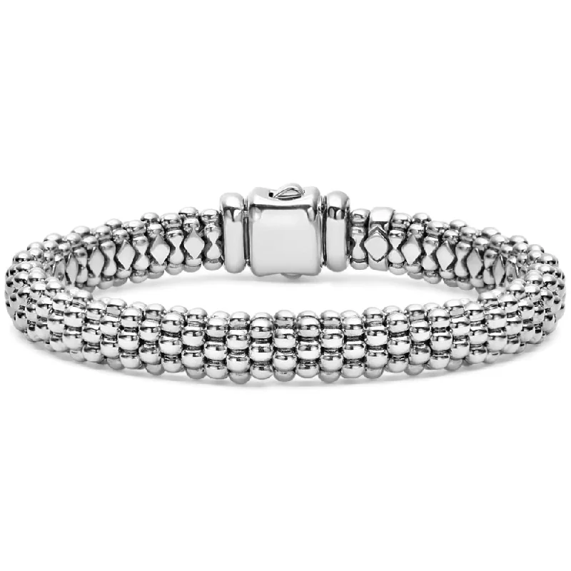 beaded wrap bracelet handmade Lagos Signature Caviar 9mm Silver Caviar Bracelet