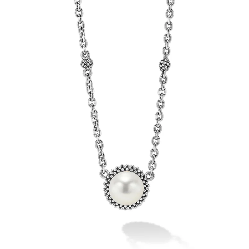celestial crescent moon bracelet Lagos Sterling Silver Luna Pearl Necklace