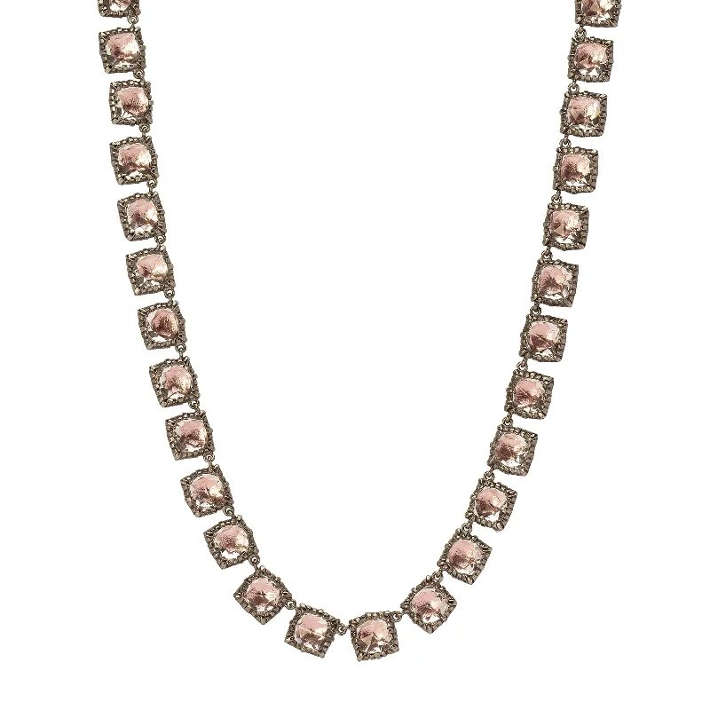 dainty gemstone choker necklace Bella Mini Riviere Necklace - Blush