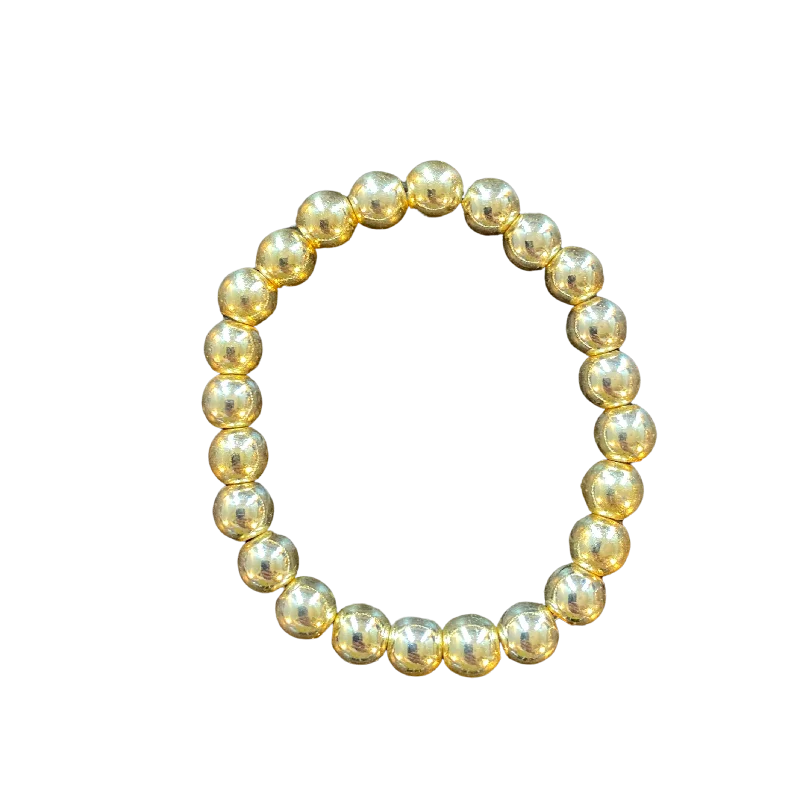 silver-plated bar necklace Light Gold 14kt Coated Hematite Round 8mm