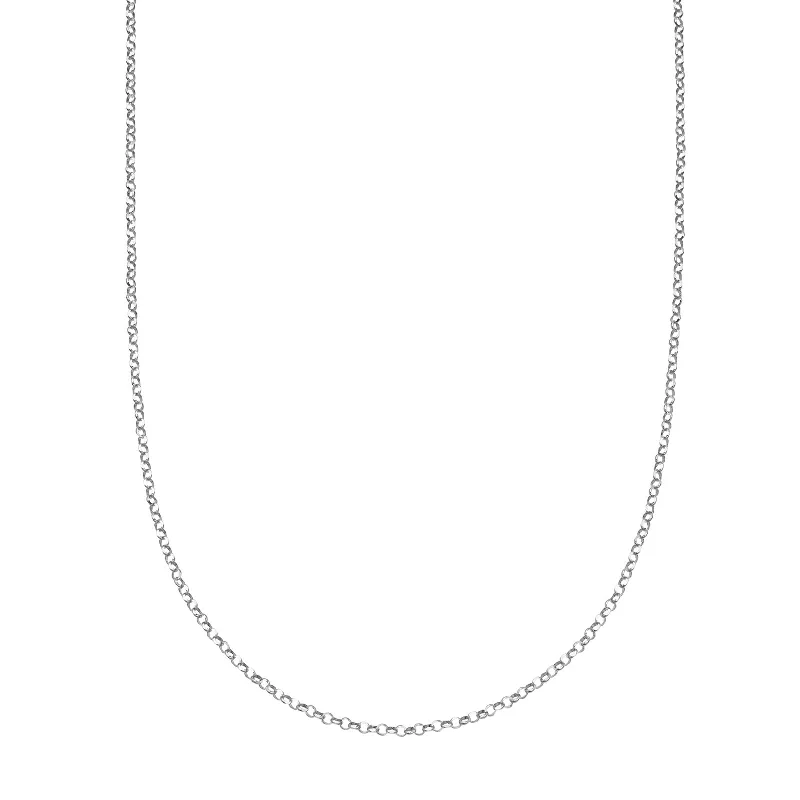 minimalist clover charm bracelet 32" Rolo Chain - White Gold
