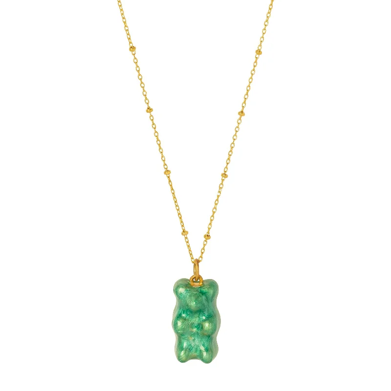 bold gothic skull necklace Gummy Pendant Necklace - Mint