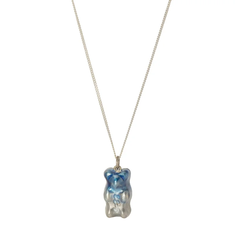 men’s hammered titanium ring Gummy Pendant Necklace - Ombre Blue