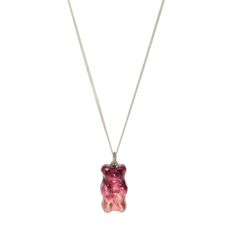 dainty silver hamsa bracelet Gummy Pendant Necklace - Ombre Plum